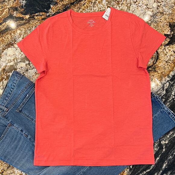 NWT J. Crew Rose Blossom Pink/Orange Vintage Cotton Crewneck Tee -SIZE XL - Picture 2 of 8